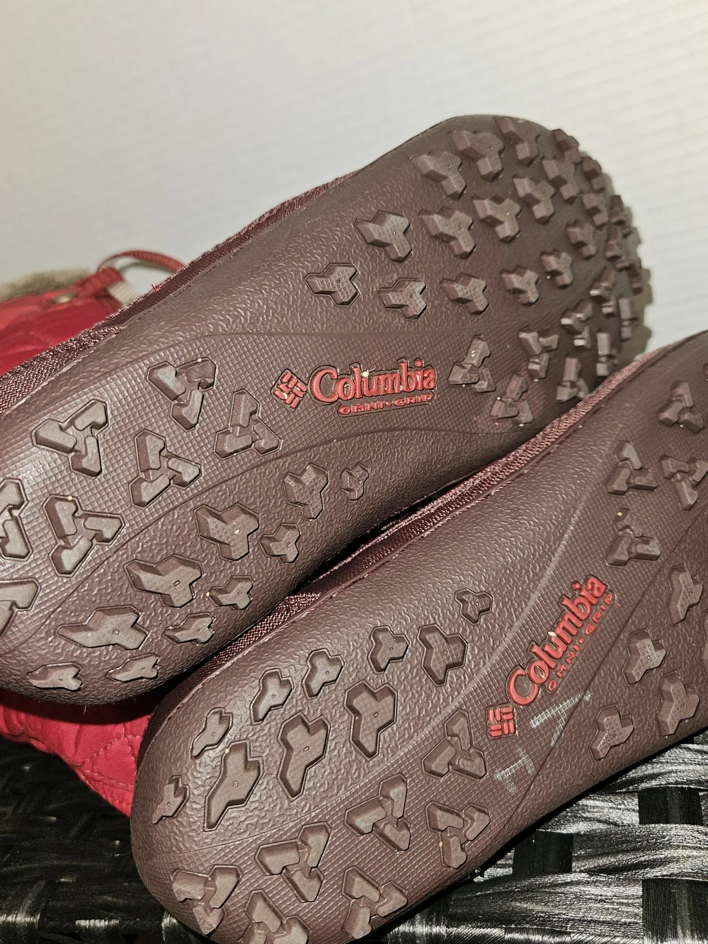 Columbia Red Quilted Omni Heat Lace-Up Women's Winter Boots with Faux-Fur Collar